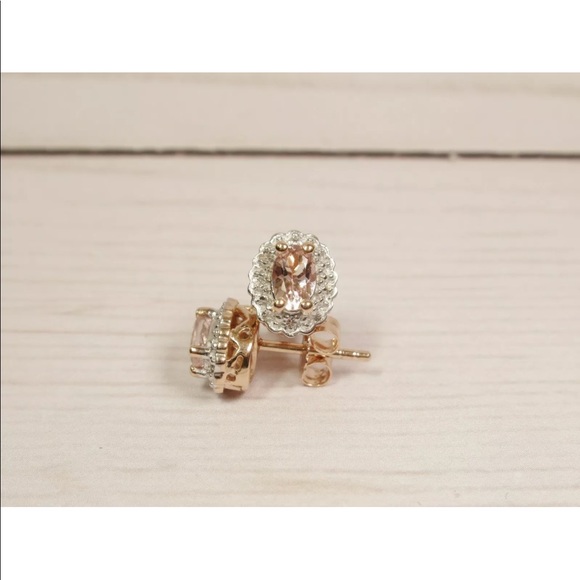 Sterling Silver Morganite Rose Gold Plate Set - Picture 6 of 8